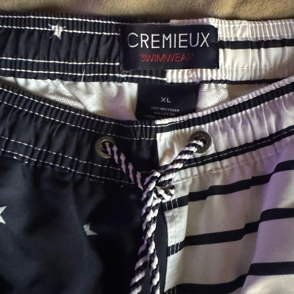 Cremieux Nautical Star and Stripe Men's Swim Shorts - Navy and White